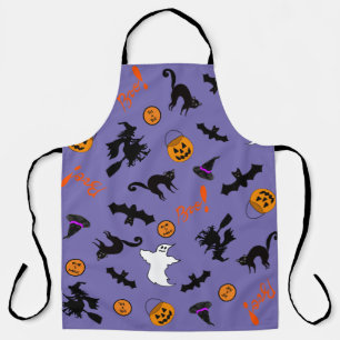  Cute and Spooky Halloween Icon Purple Apron