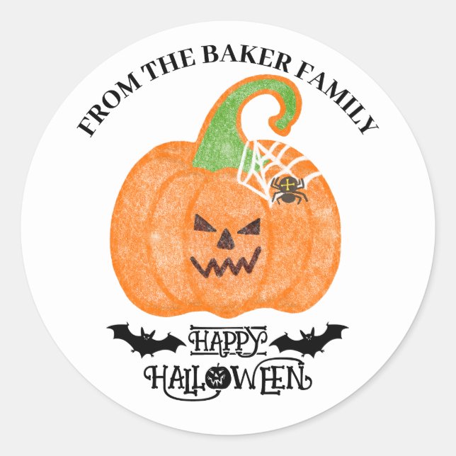 Cute And Spooky Halloween Pumpkin Sticker (Front)