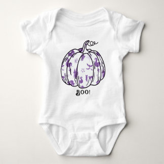 Cute and Spooky Purple Jack-O’-Lantern Baby Bodysuit