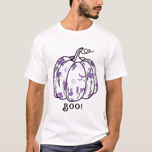 Cute and Spooky Purple Jack-O’-Lantern T-Shirt (Front)