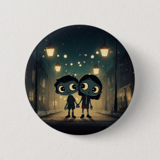 Cute and Spooky Zombies in Love - Button