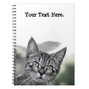 Cute and Surprised Cat with Glasses Notebook