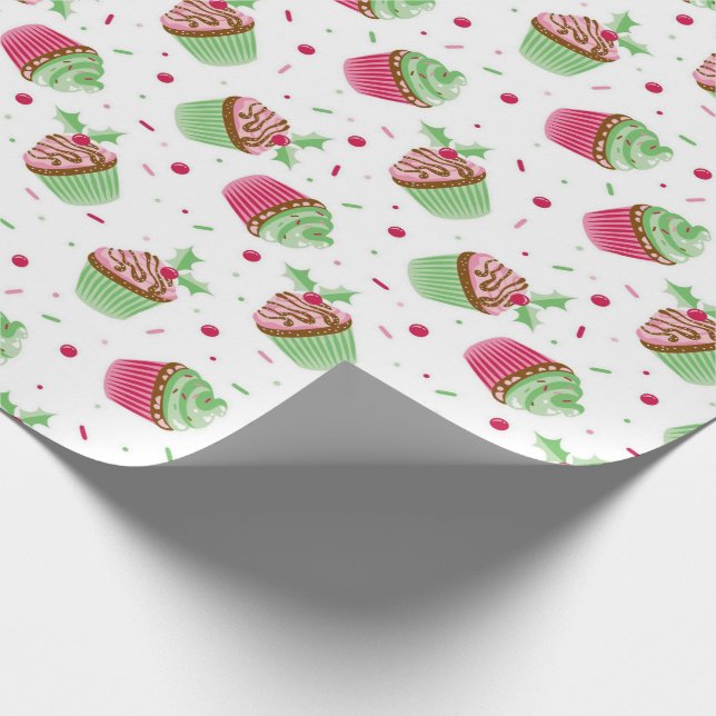 Cute and sweet Christmas coloured cupcake Wrapping Paper (Corner)
