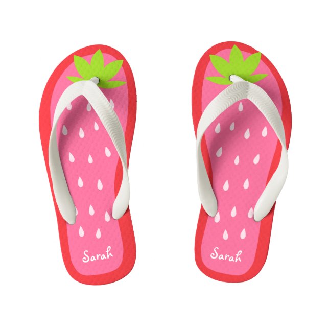 Cute and Sweet Pink Strawberry for Girl Kid's Thongs (Footbed)