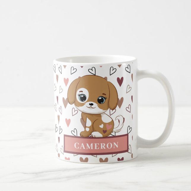 Cute and sweet puppy pink Tote Bag Coffee Mug (Right)