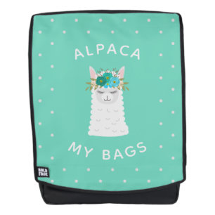 Cute and Trendy Alpaca   Turquoise Backpack