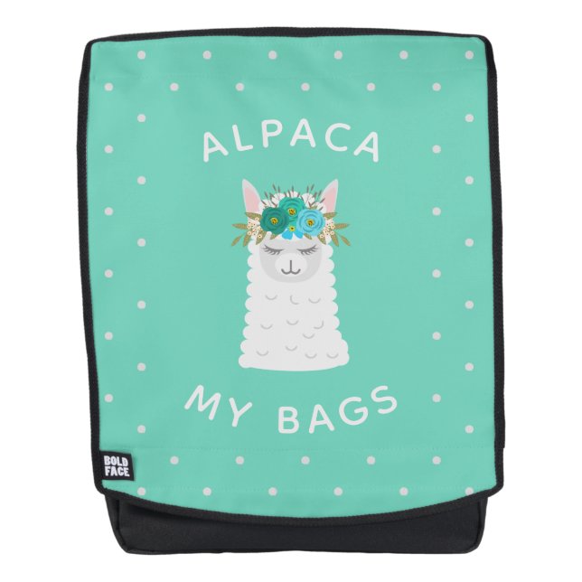 Cute and Trendy Alpaca | Turquoise Backpack (Front)