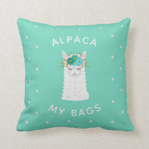 Cute and Trendy Alpaca   Turquoise Cushion
