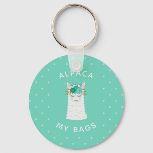 Cute and Trendy Alpaca   Turquoise Key Ring