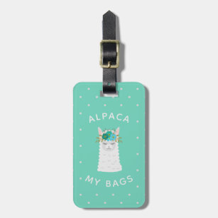 Cute and Trendy Alpaca   Turquoise Luggage Tag