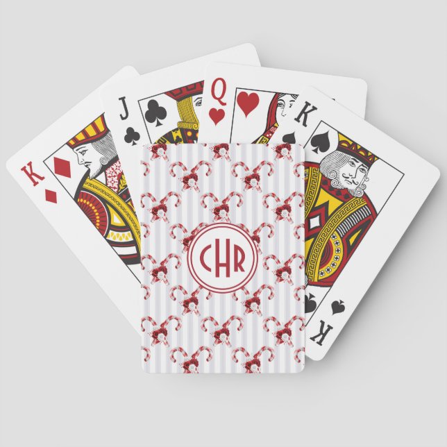 Cute and Whimsical Candy Cane Playing Cards (Back)