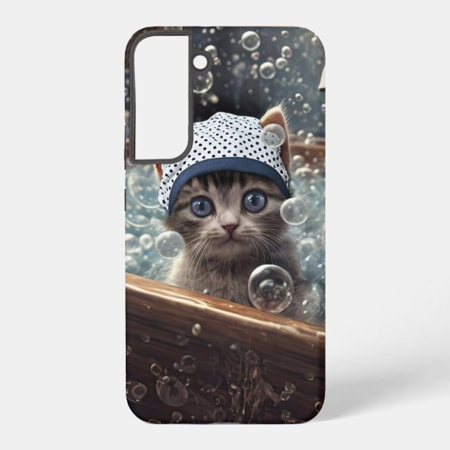 Cute and Whimsical Cat in Bath Phone Samsung Galaxy S22+ Case (Back)