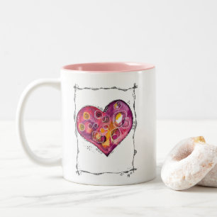Cute and Whimsical Heart Doodle Two-Tone Coffee Mug
