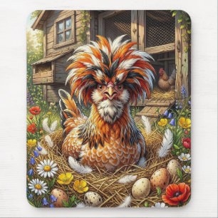 Cute and Whimsical Polish Chicken Coop Mouse Pad