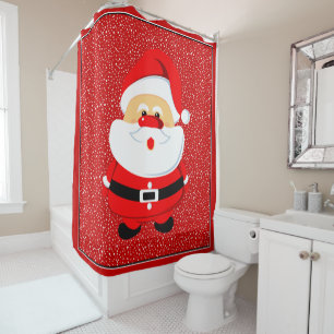 Cute and whimsical Santa Claus Christmas custom Shower Curtain