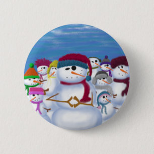 Cute and Whimsical Snowmen 6 Cm Round Badge