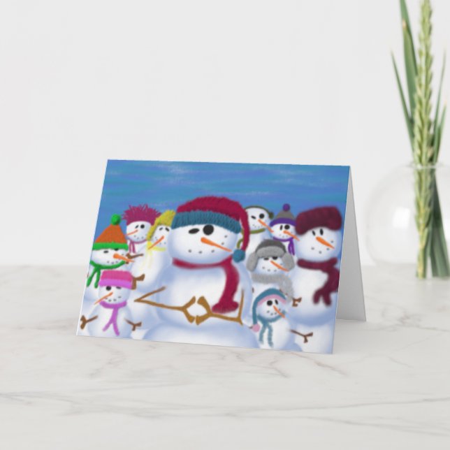 Cute and Whimsical Snowmen Holiday Card (Front)