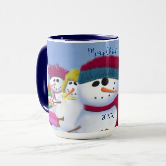 Cute and Whimsical Snowmen Mug (Front Left)