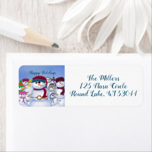 Cute and Whimsical Snowmen Return Address Label