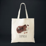 Cute and Whimsical Spotty Guinea Pig Cartoon Tote Bag<br><div class="desc">This cute and whimsical tote bag design features a brown spotty guinea pig cartoon,  and can be personalized with your child’s name. The perfect small animal gift for kids or any guinea pig-lover!</div>