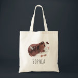 Cute and Whimsical Spotty Guinea Pig Cartoon Tote Bag<br><div class="desc">This cute and whimsical tote bag design features a brown spotty guinea pig cartoon,  and can be personalized with your child’s name. The perfect small animal gift for kids or any guinea pig-lover!</div>