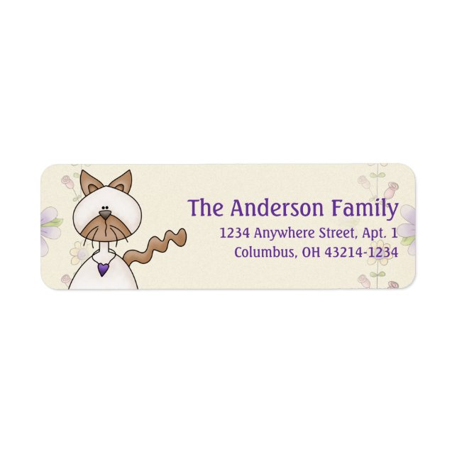 Cute Angel Antics White Brown Cat Address Labels (Front)