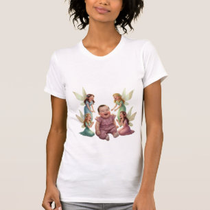 Cute Angel Baby with Fairies Art Women's T-Shirt