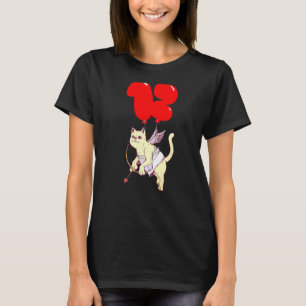 Cute Angel Cat 12th Birthday Kids Balloon Party T-Shirt
