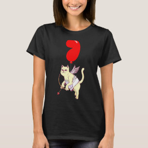 Cute Angel Cat 7th Birthday Kids Balloon Party T-Shirt