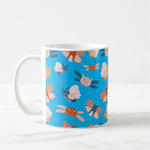 Cute angel cats pattern coffee mug