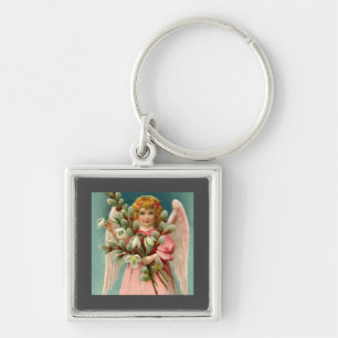Cute Angel In Pink Dress Key Ring