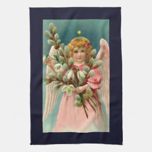 Cute Angel In Pink Dress Tea Towel