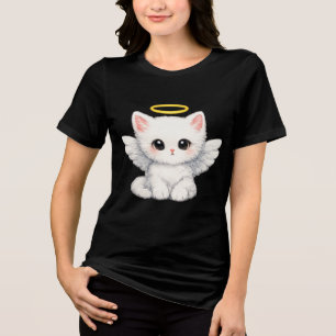 Cute Angel Kitten Watercolor Tri-Blend Shirt