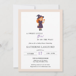 Cute Angel on the Way Halloween Baby Shower Invitation