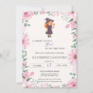 Cute Angel on the Way Halloween Baby Shower Invitation