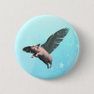 Cute Angel Pig Flying in the Sky 6 Cm Round Badge