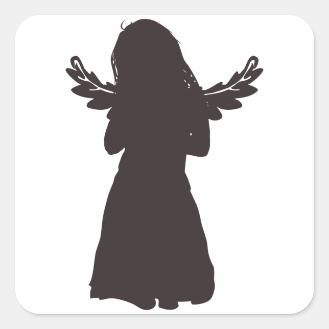 Cute Angel Silhouette (choose a background colour) Square Sticker (Front)