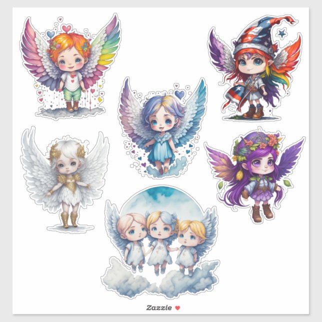 Cute angels Custom-Cut Vinyl Sticker (Sheet)