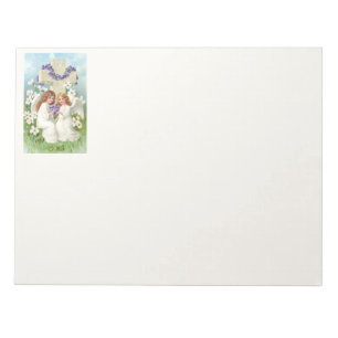 Cute Angels With Cross And Flowers Notepad
