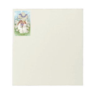 Cute Angels With Cross And Flowers Notepad