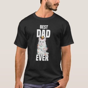Cute Angora Cat with Best Dad Ever Fairy Lights T-Shirt