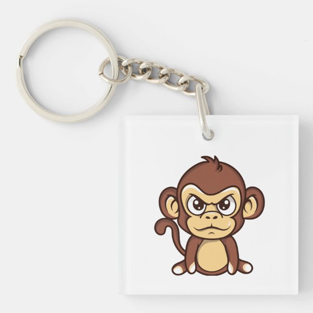 Cute Angry Baby Monkey Keychain (Front)