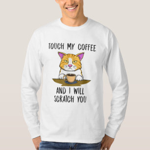 Cute Angry Cat Annoyed Coffee Monday Work T-Shirt