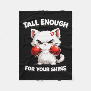 Cute Angry Cat Boxing Gloves Funny Sarcastic Fleece Blanket