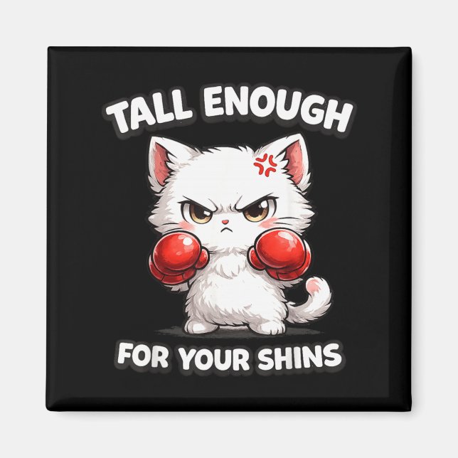 Cute Angry Cat Boxing Gloves Funny Sarcastic Magnet (Front)
