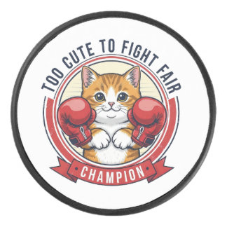 Cute Angry Cat Champion Hockey Puck