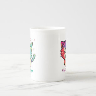Cute angry cat hissing Fluff Off. Bone China Mug