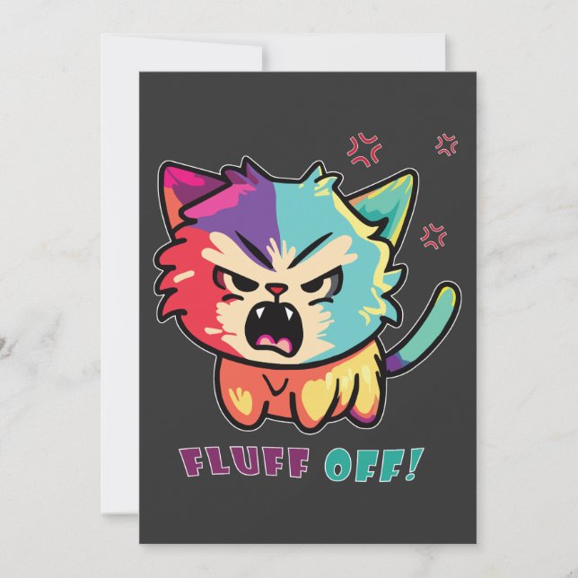 Cute angry cat hissing Fluff Off. Thank You Card (Front)