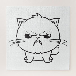 Cute angry cat hissing. jigsaw puzzle