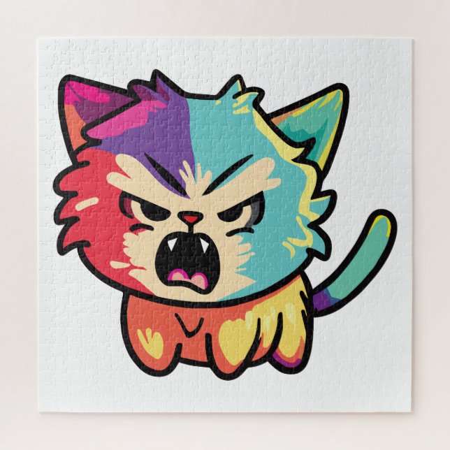 Cute angry cat hissing. jigsaw puzzle (Vertical)